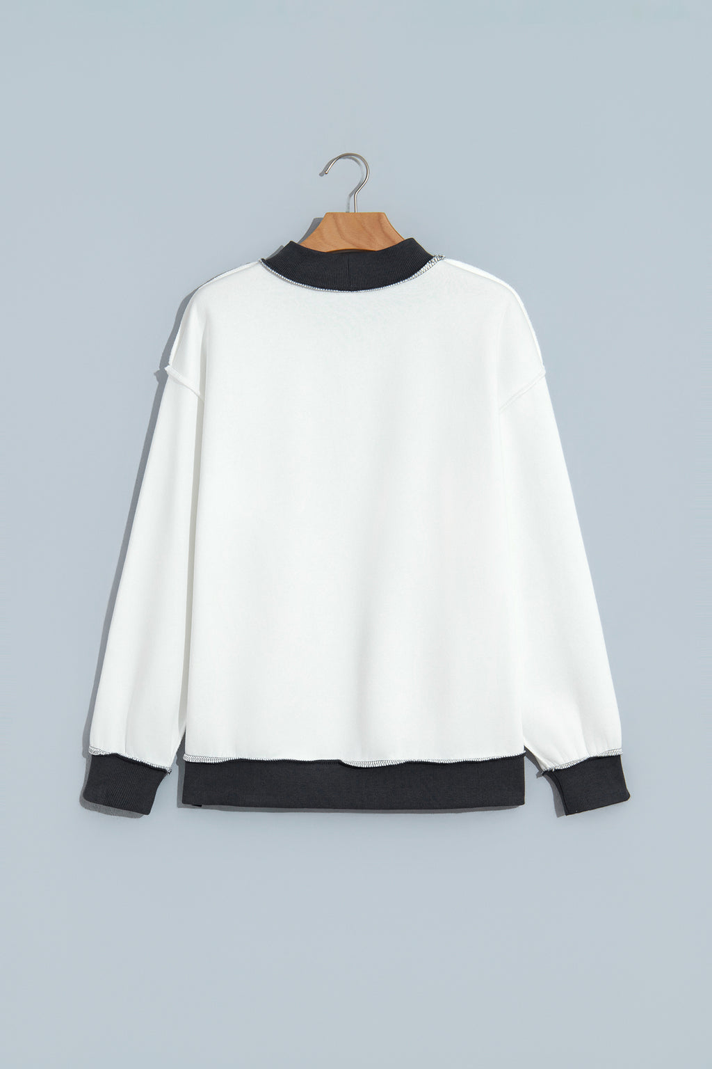 Coffee Saved By Grace Print Color Block Mock Neck Oversized Sweatshirt