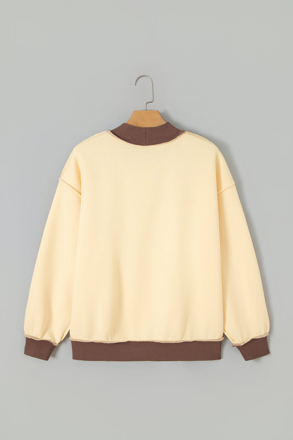 Coffee Saved By Grace Print Color Block Mock Neck Oversized Sweatshirt